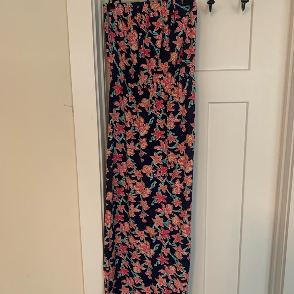 Blue and Pink Floral Maxi Skirt Casual Resort Wear